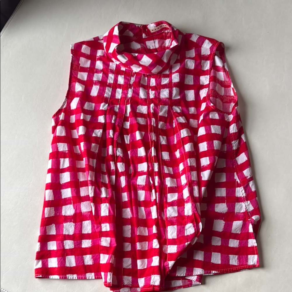 Marni x Uniqlo Sleeveless Red Checkered Top size L